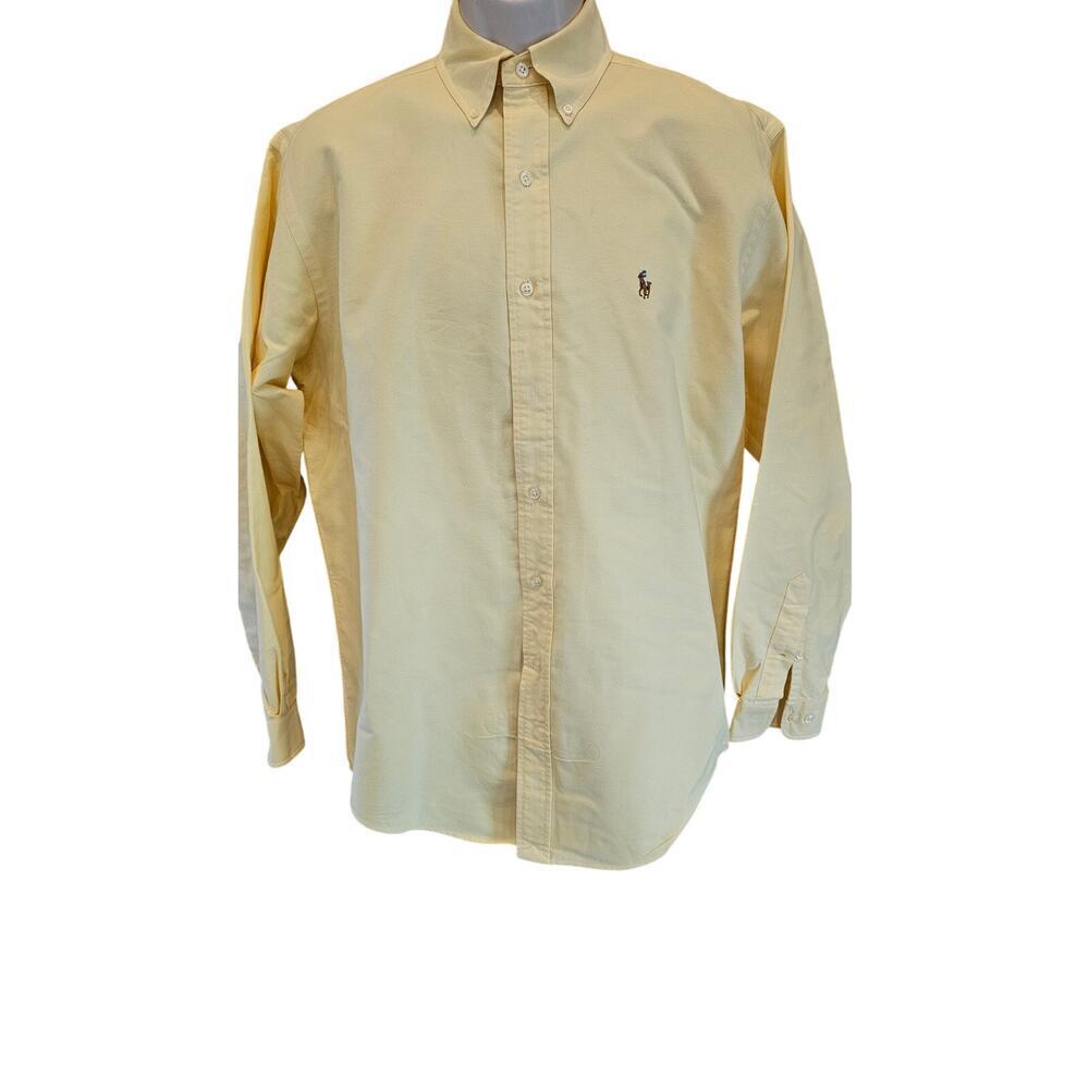 Yarmouth 15.5 x 34/ 35 thick yellow cotton long sleeve button up ralph L FLAW ^
